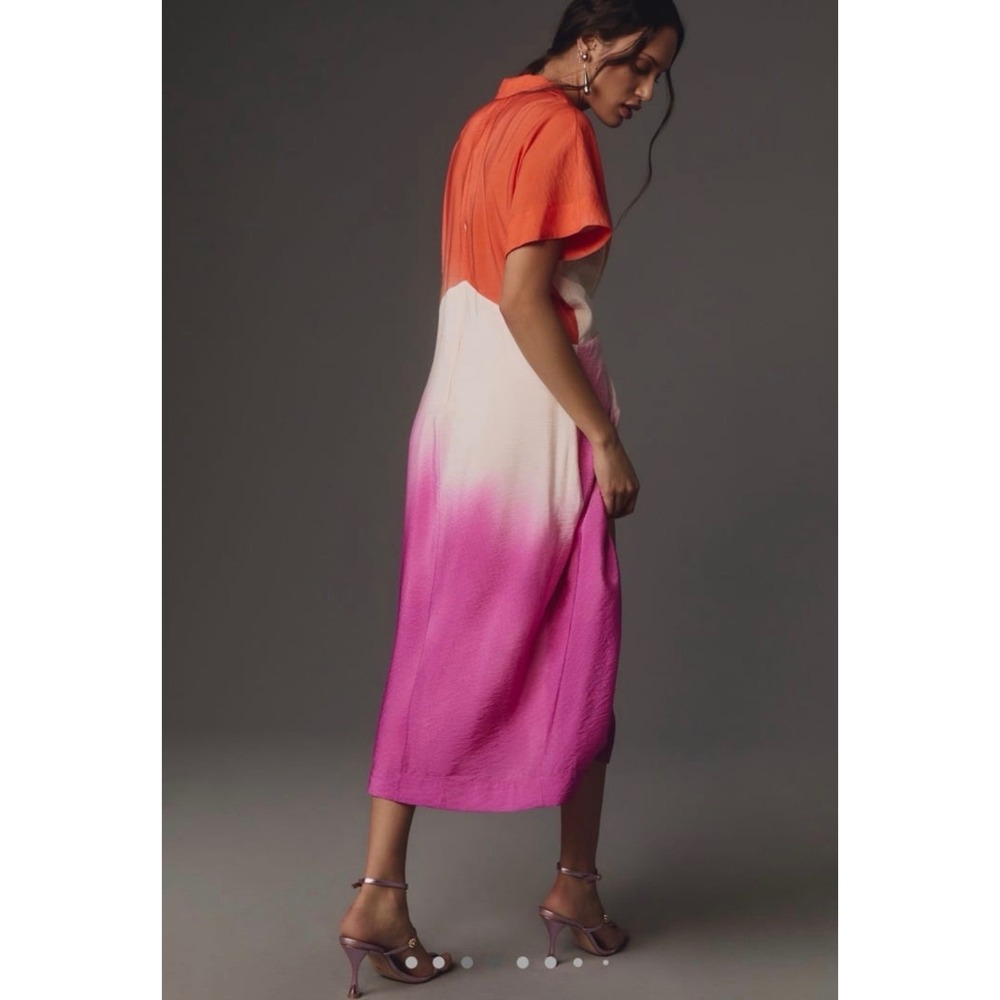 Anthropologie Orange Cream Purple Ombre Midi Dress - Picture 12 of 12